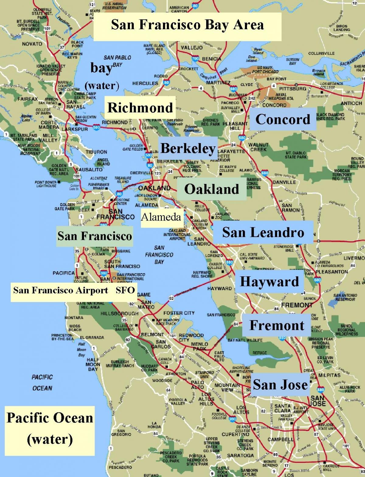 mapa San Francisco california area