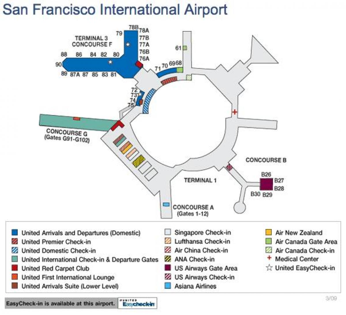 San Francisco aireportuko mapa united