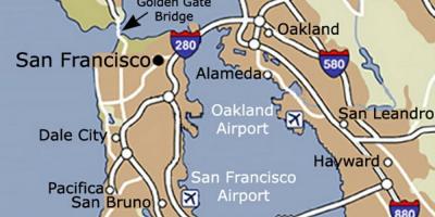 Mapa San Francisco aireportua eta inguruetan