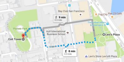 Mapa San Francisco auto gidatu walking tour