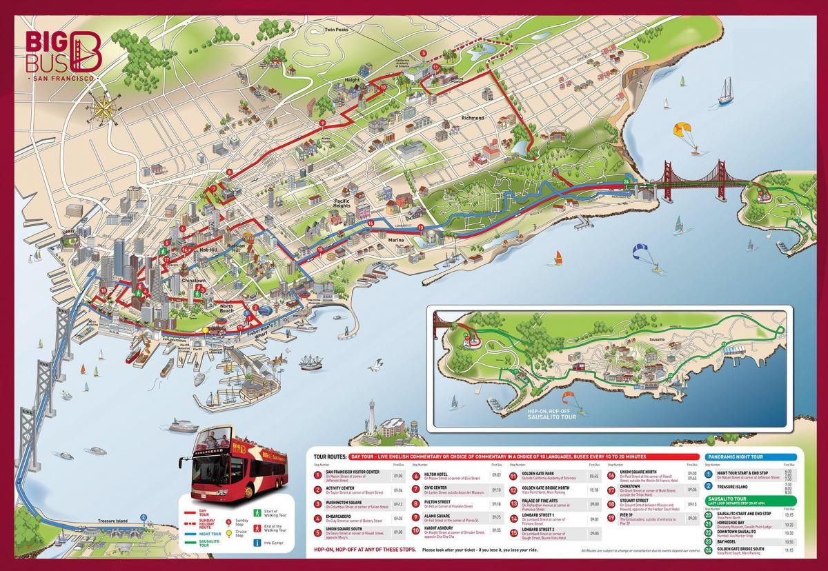 San Francisco autobus tour mapa