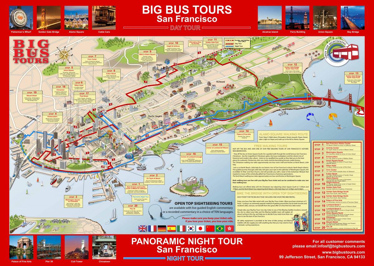 big red autobus San Francisco mapa