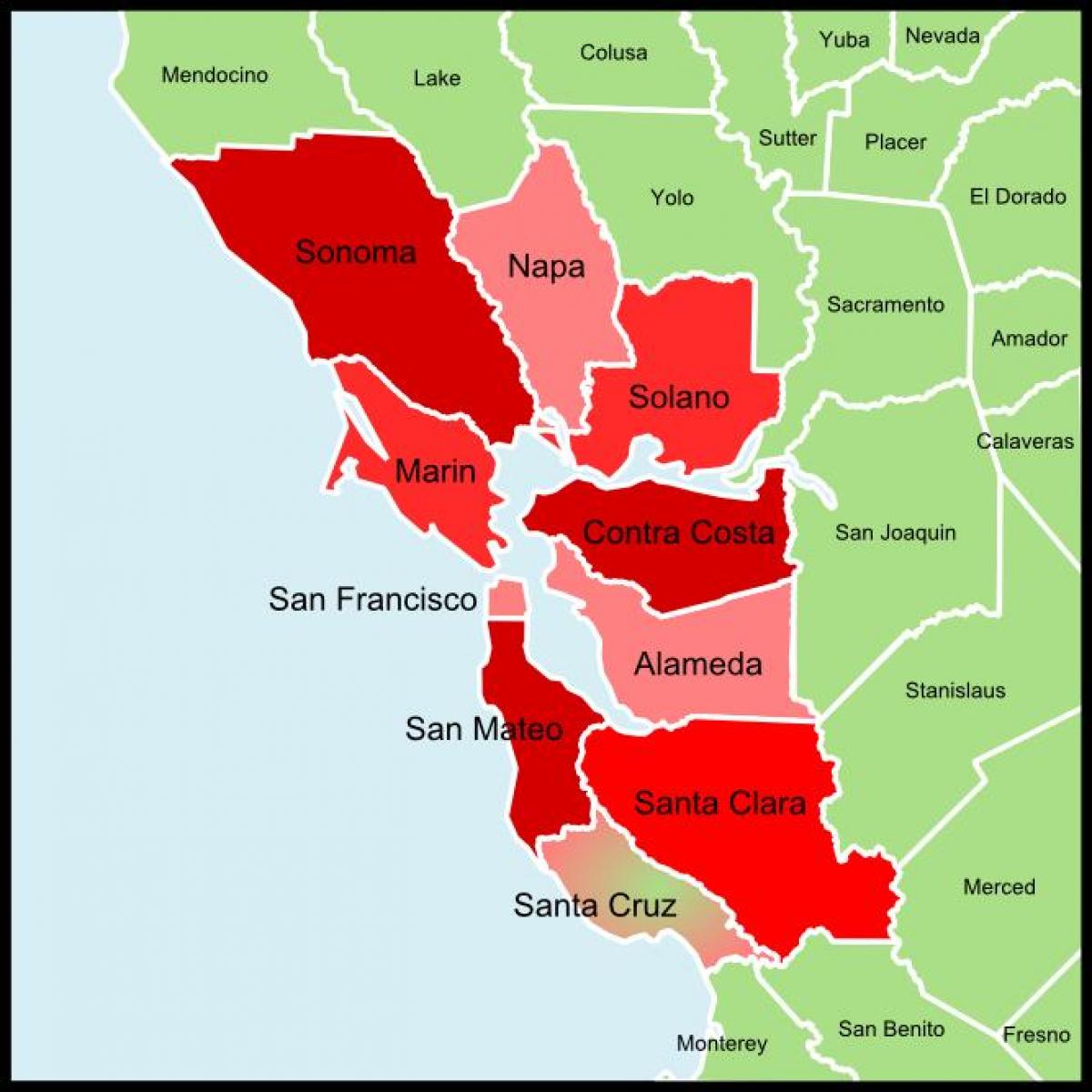 San Francisco bay area eskualdeko mapa
