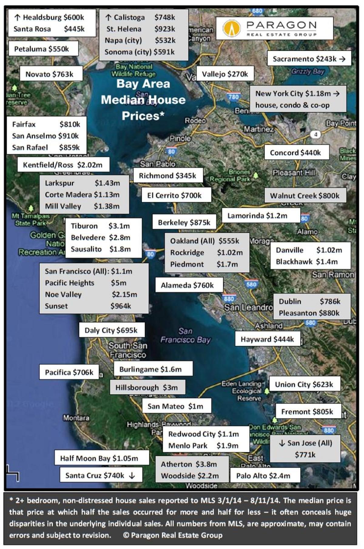 Mapa bay area etxebizitzen prezioak