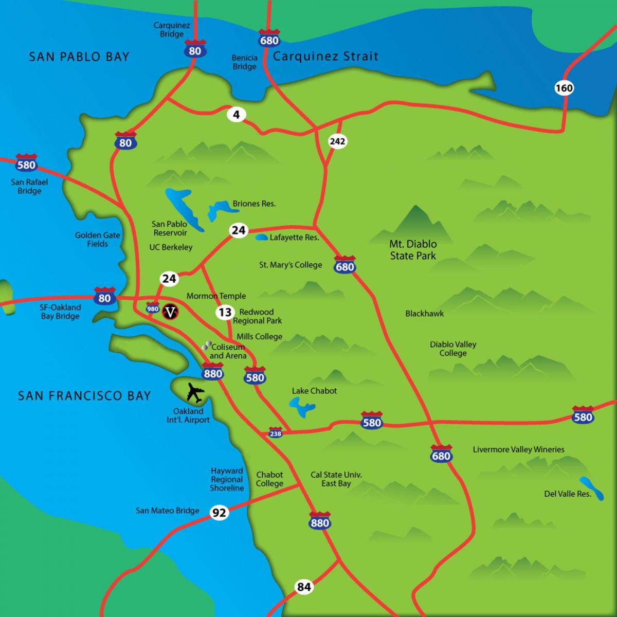 mapa east bay area ca