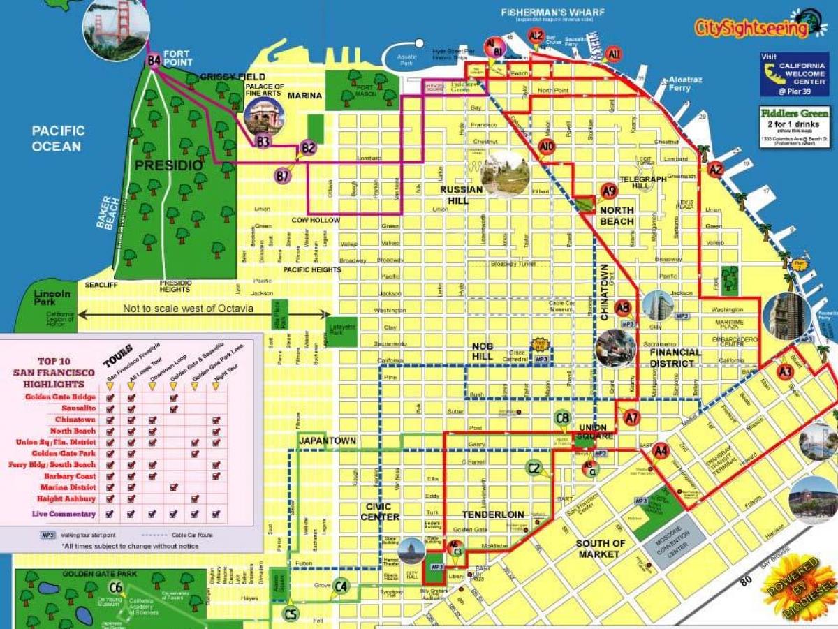 Mapa hiri ibilbideak San Francisco ibilbidea