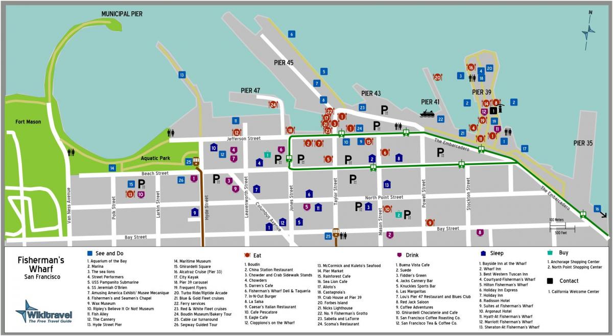mapa San Francisco arrantzaleen wharf