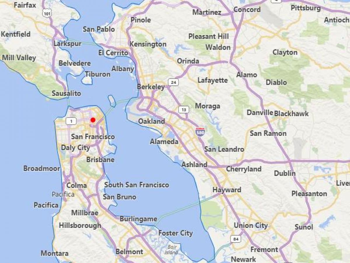 mapa kaliforniako hiri gertu San Francisco