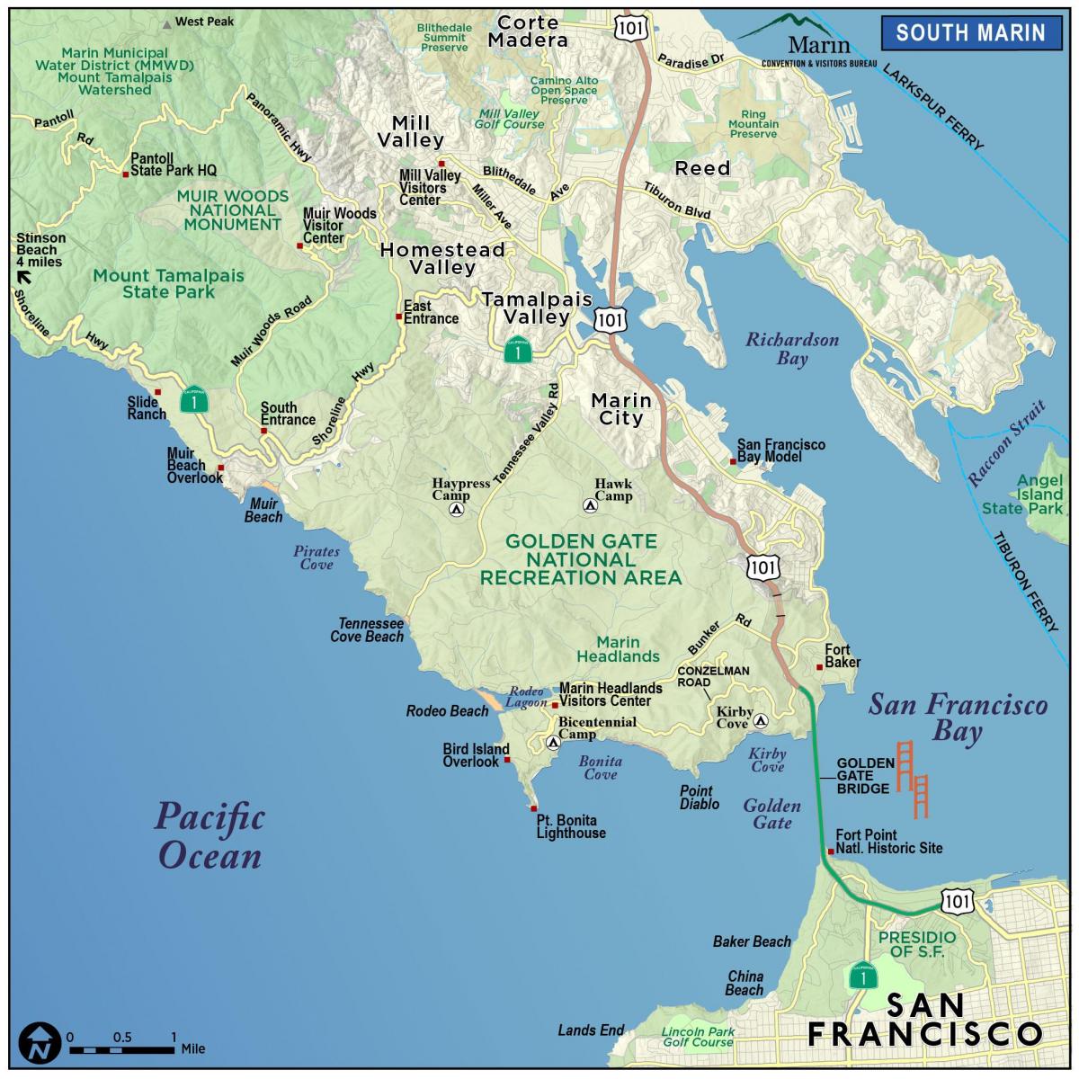 Mapa redwood baso San Francisco