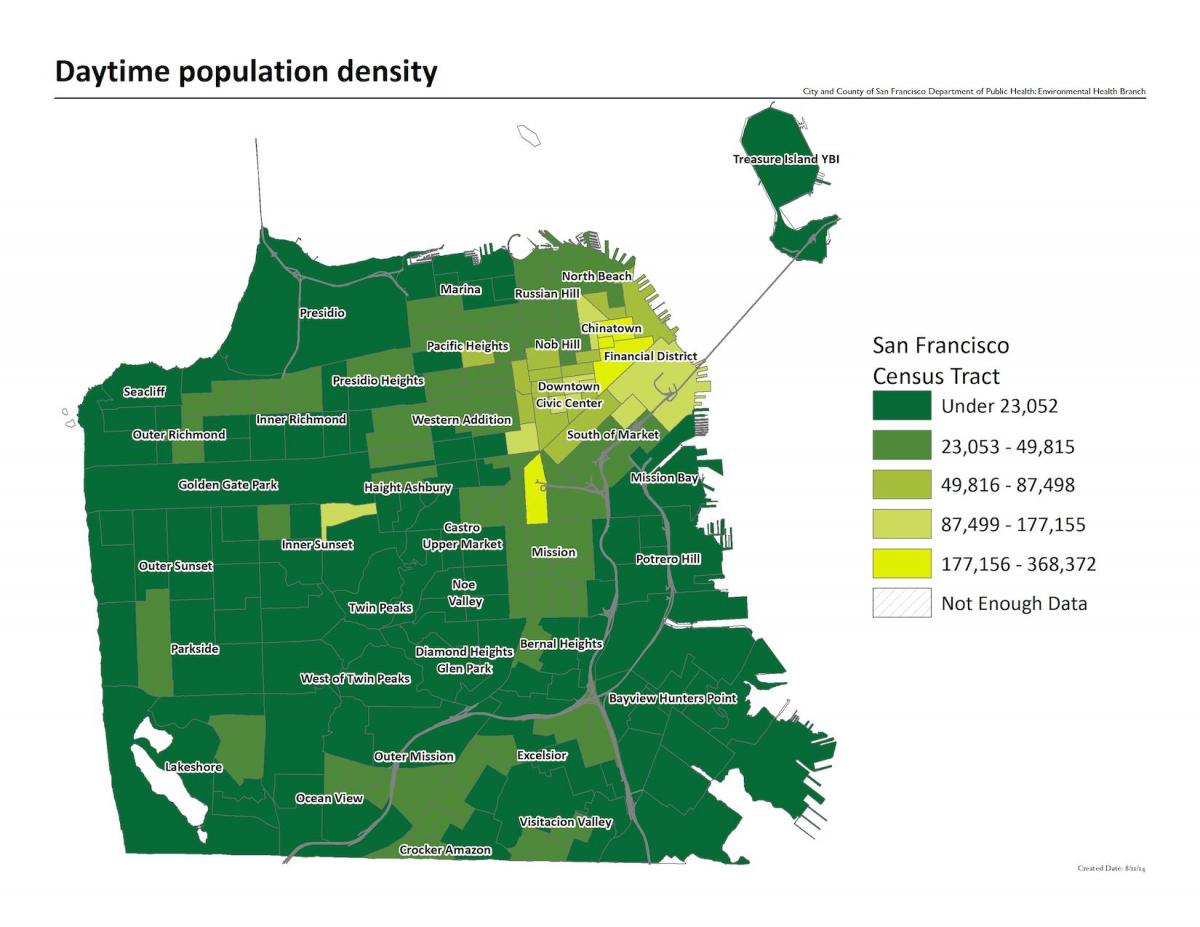 Mapa San Francisco biztanleriaren dentsitatea