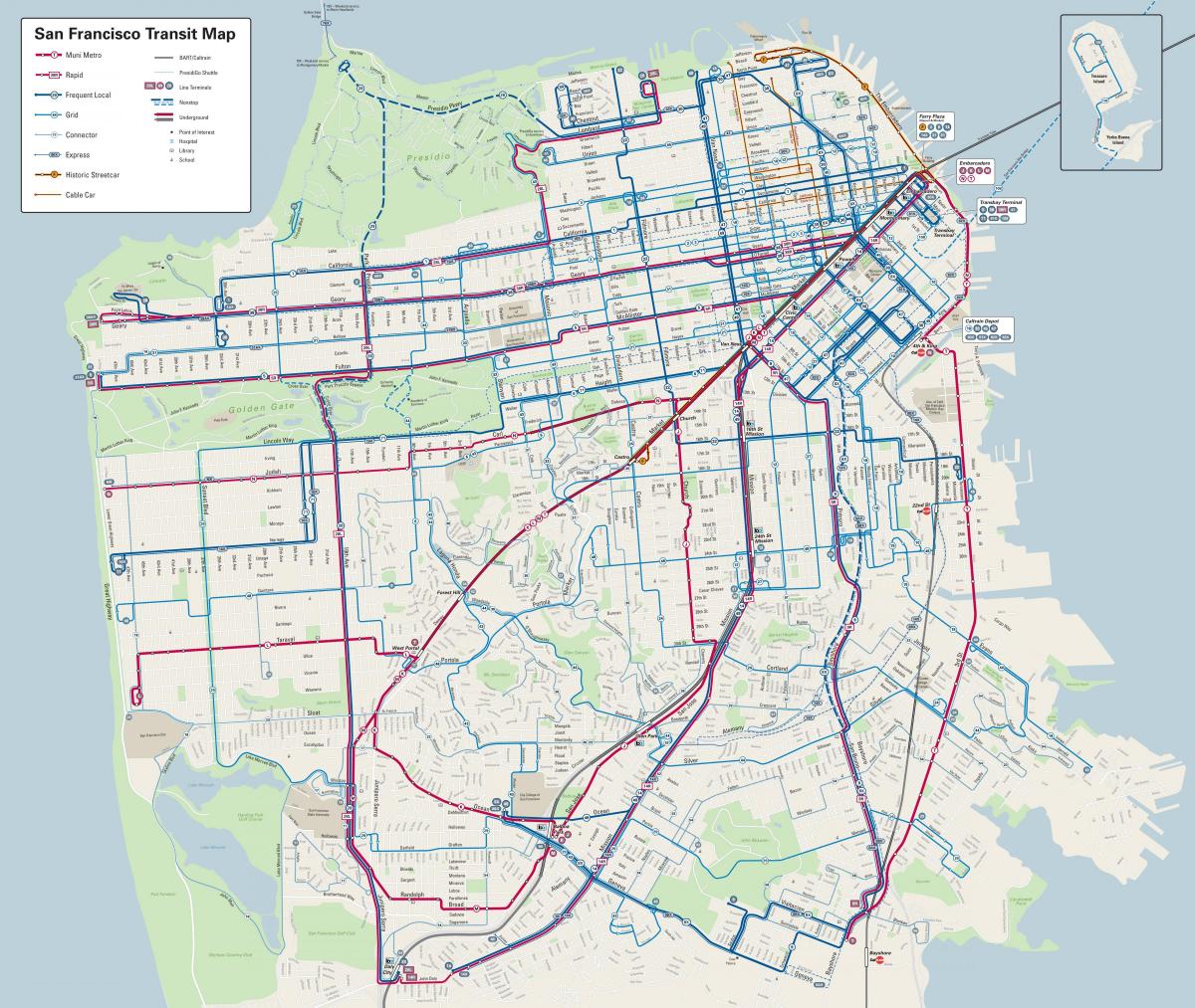 San Francisco autobus lineak mapa