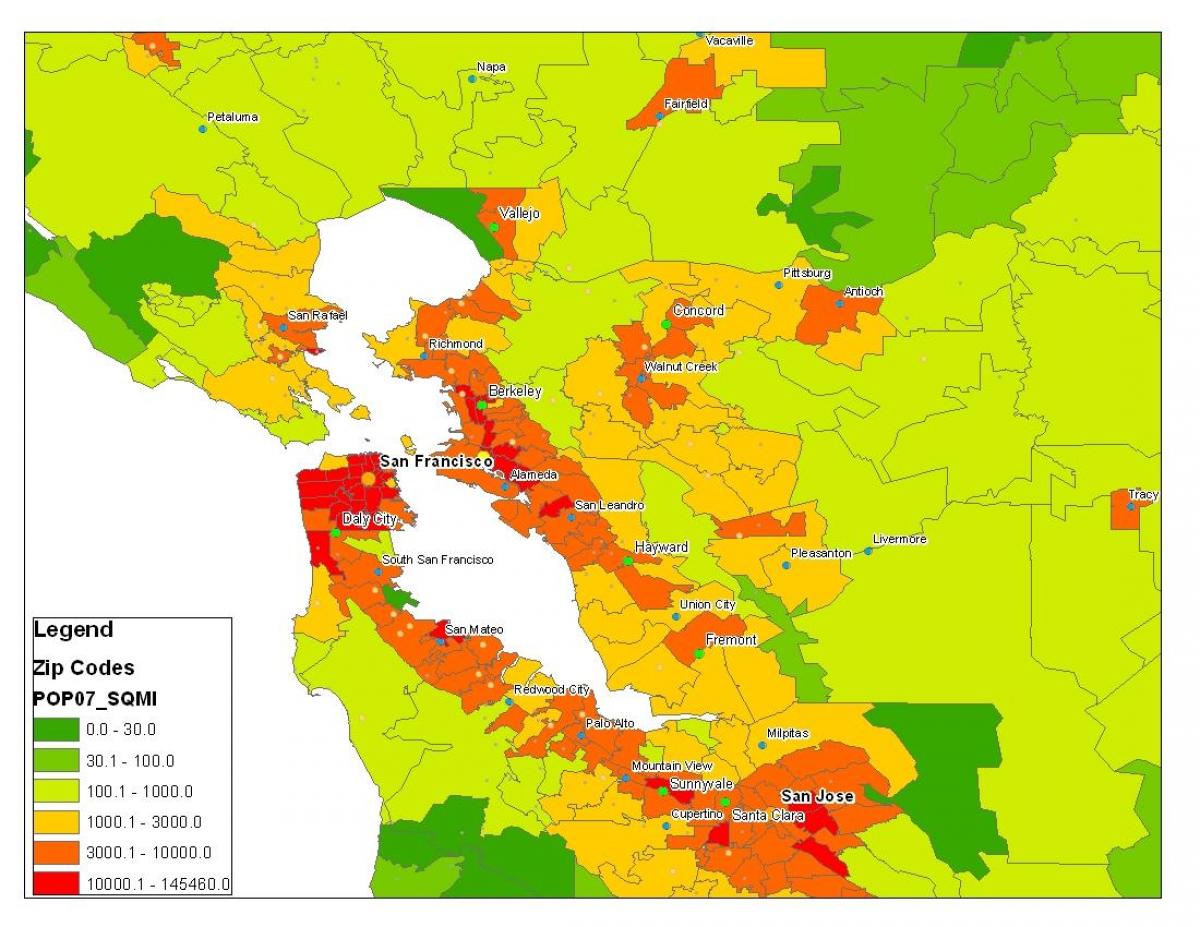 Mapa San Francisco biztanleria