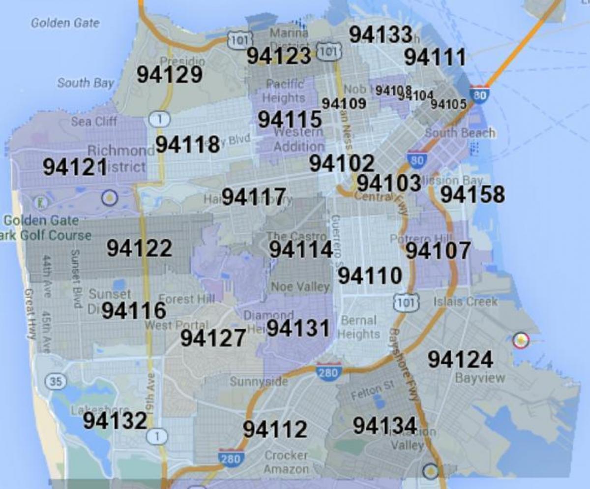 San Francisco zip mapa