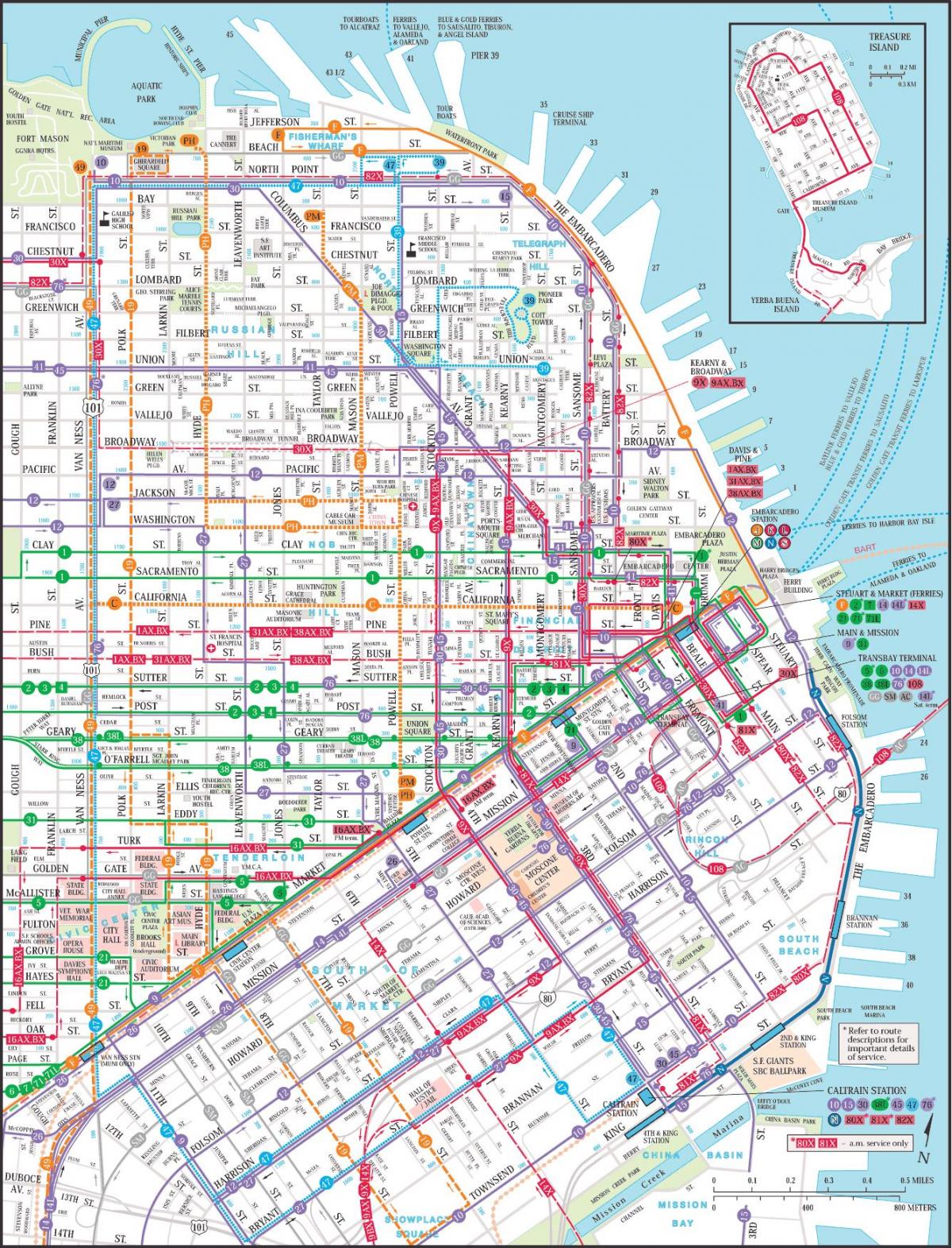 San Francisco garraio publikoaren mapa