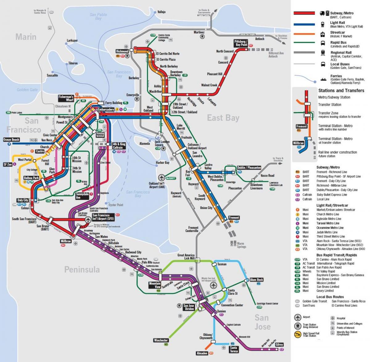 mapa garraio publikoa San Francisco