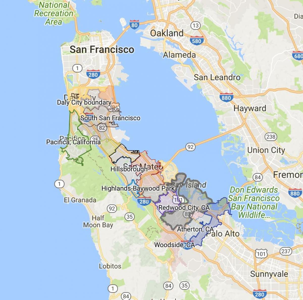 Mapa San Francisco hiriko mugak