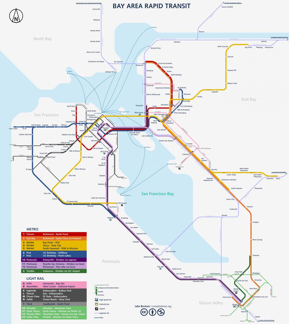 San Francisco metroa sistema mapa
