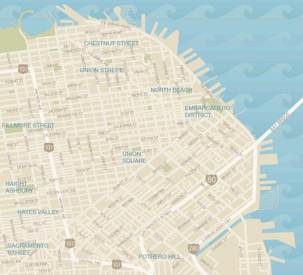 Mapa San Francisco auzoan arropa