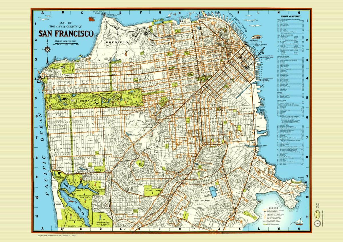 Mapa San Francisco street kartela