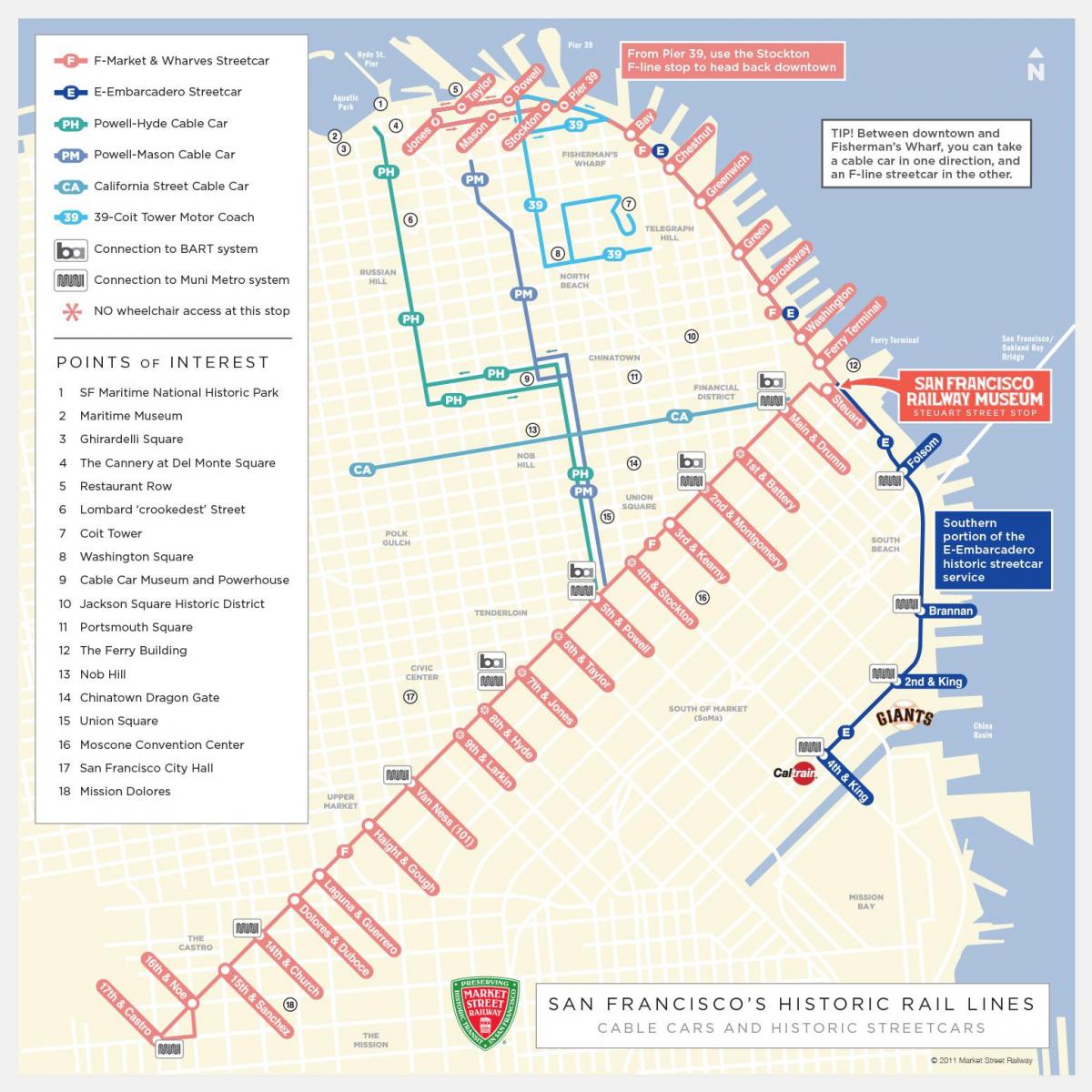 San Francisco teleferiko ordutegia mapa