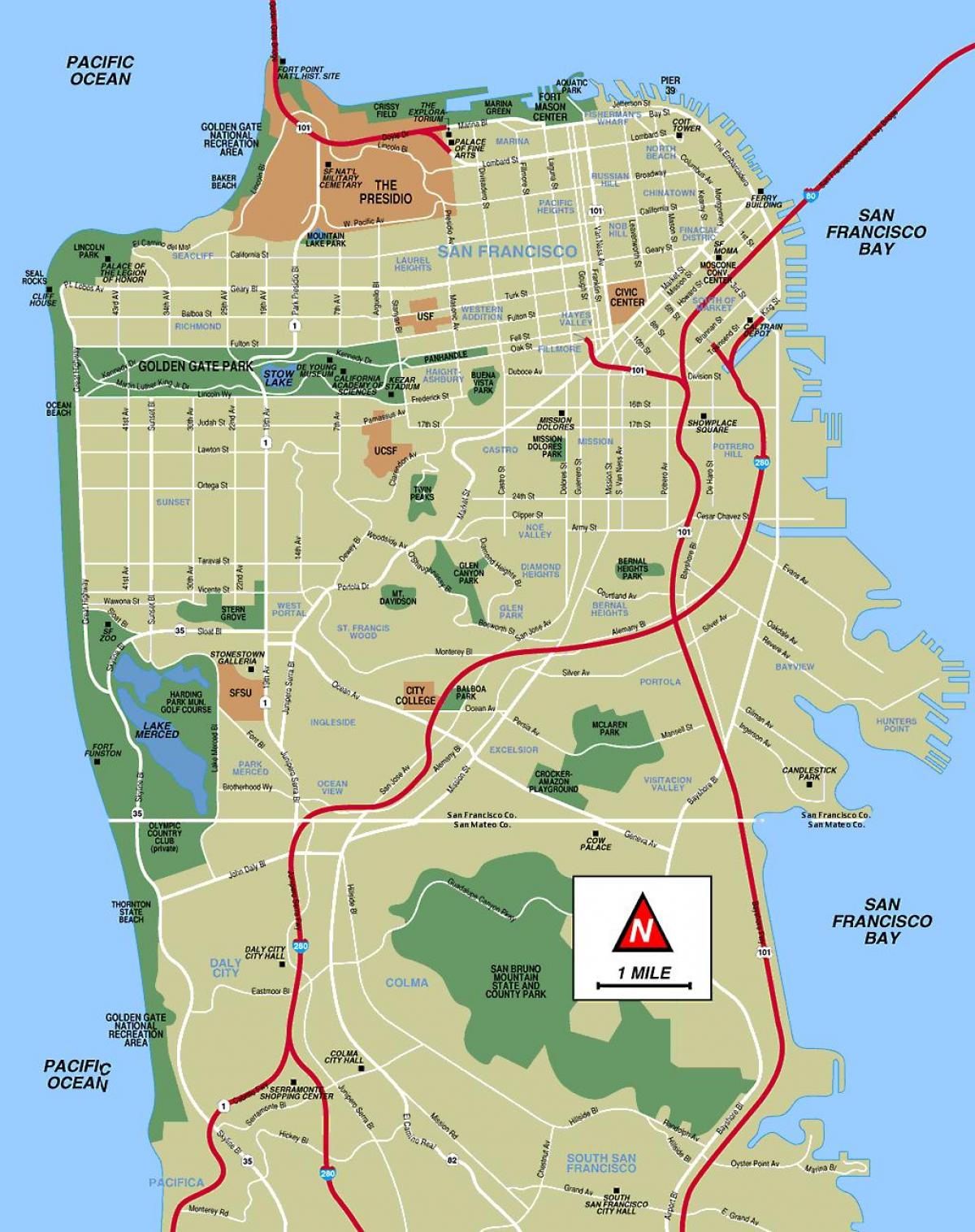 San Francisco lekuak bisitatu mapa