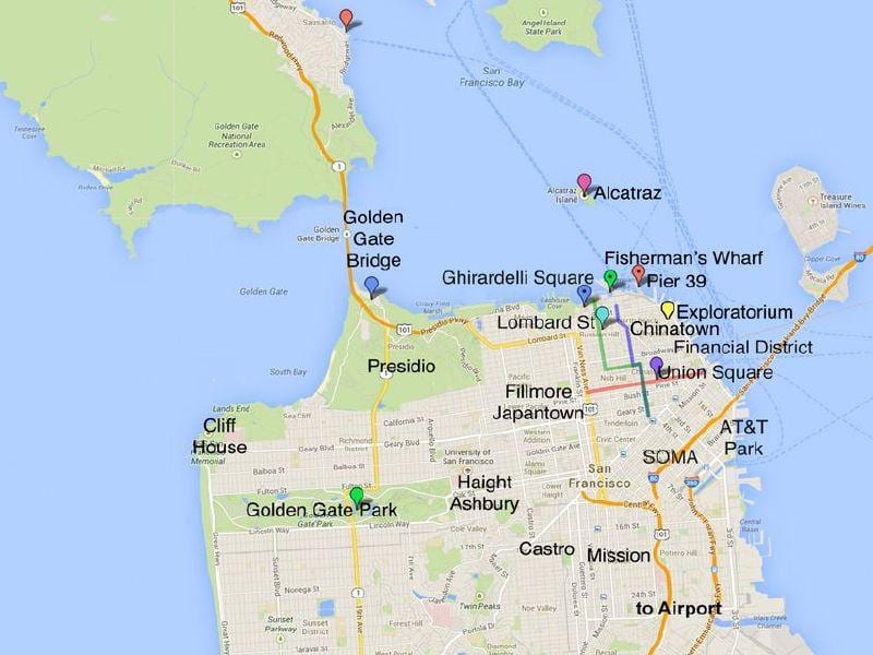turismo mapa San Francisco inguruan
