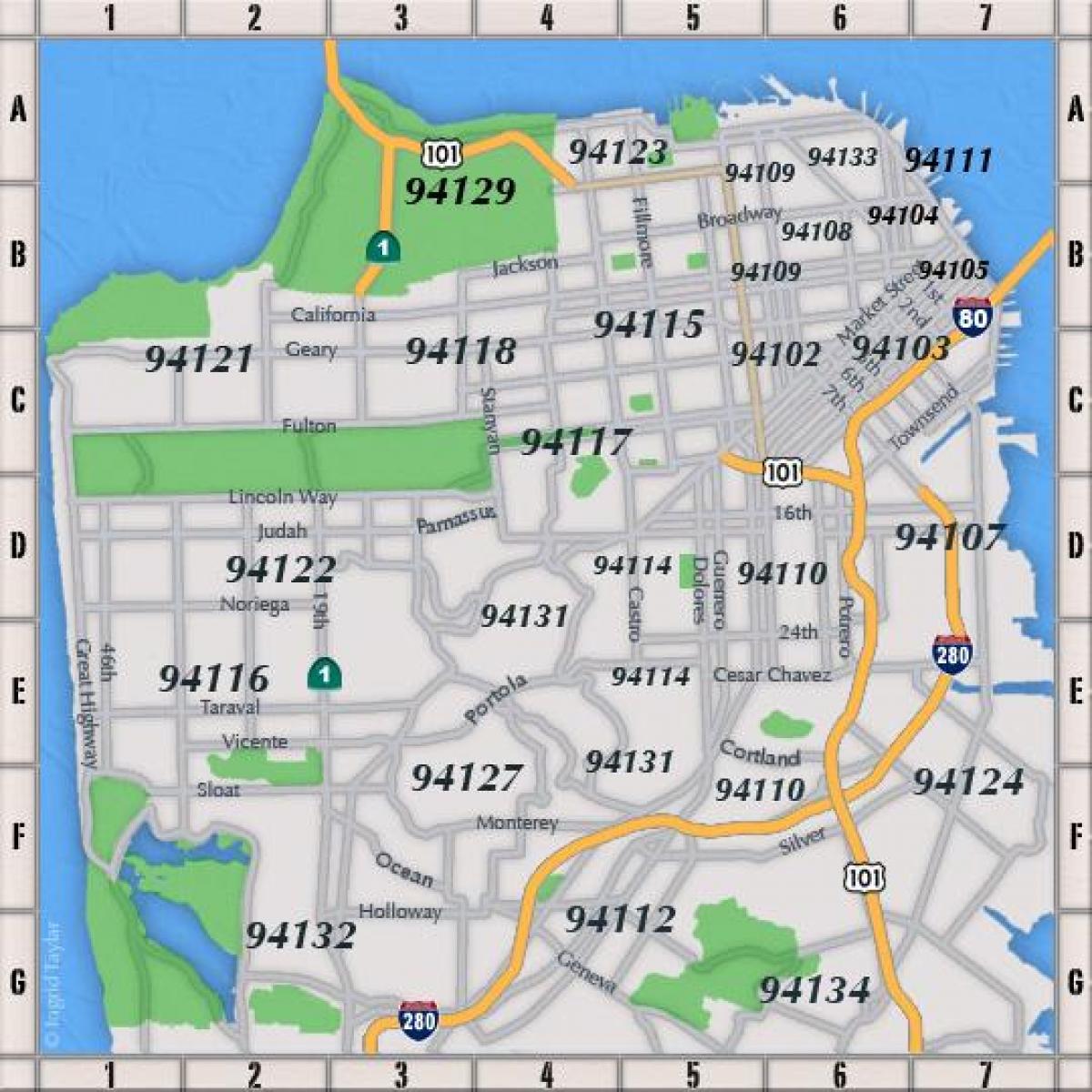 San Francisco posta-kodea mapa