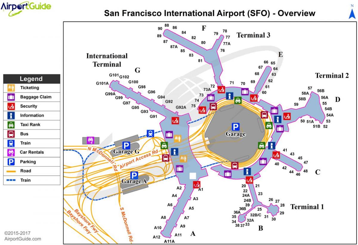 San Fran aireportuko mapa
