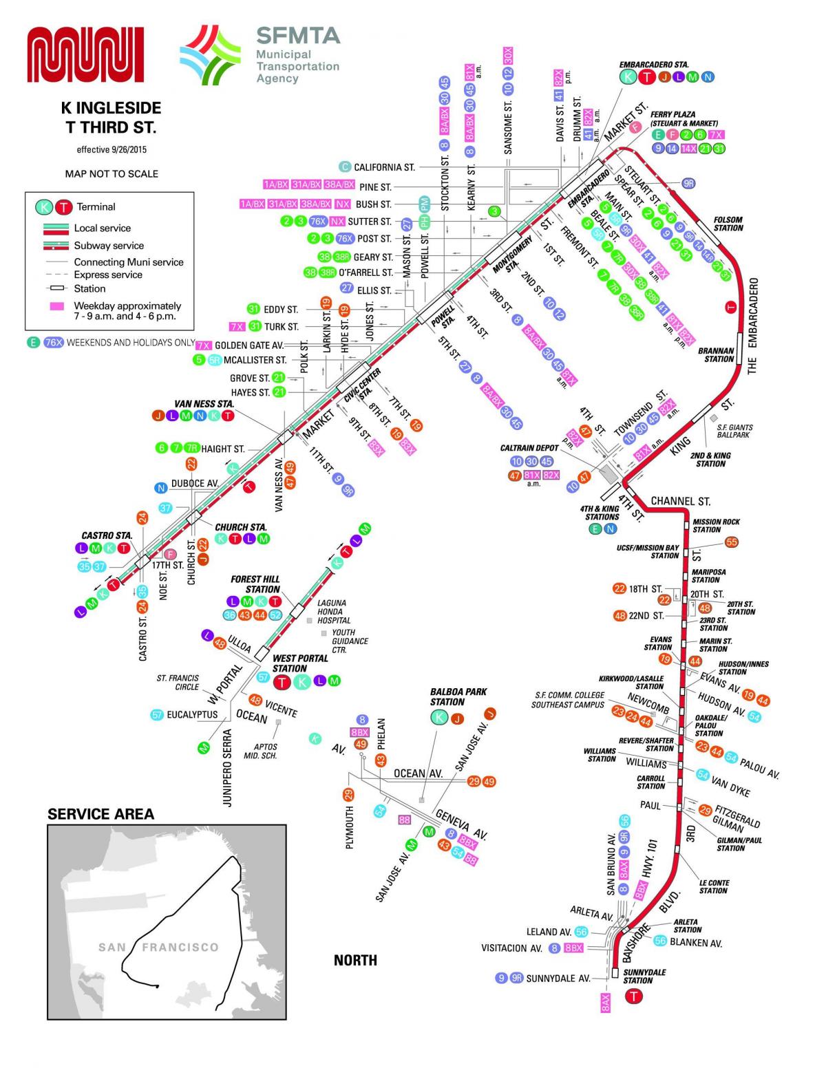 San Francisco hiriko autobus mapa