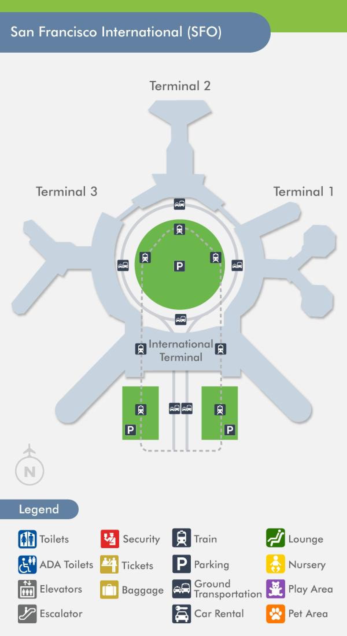 Mapa SFO aireportuko terminal 1