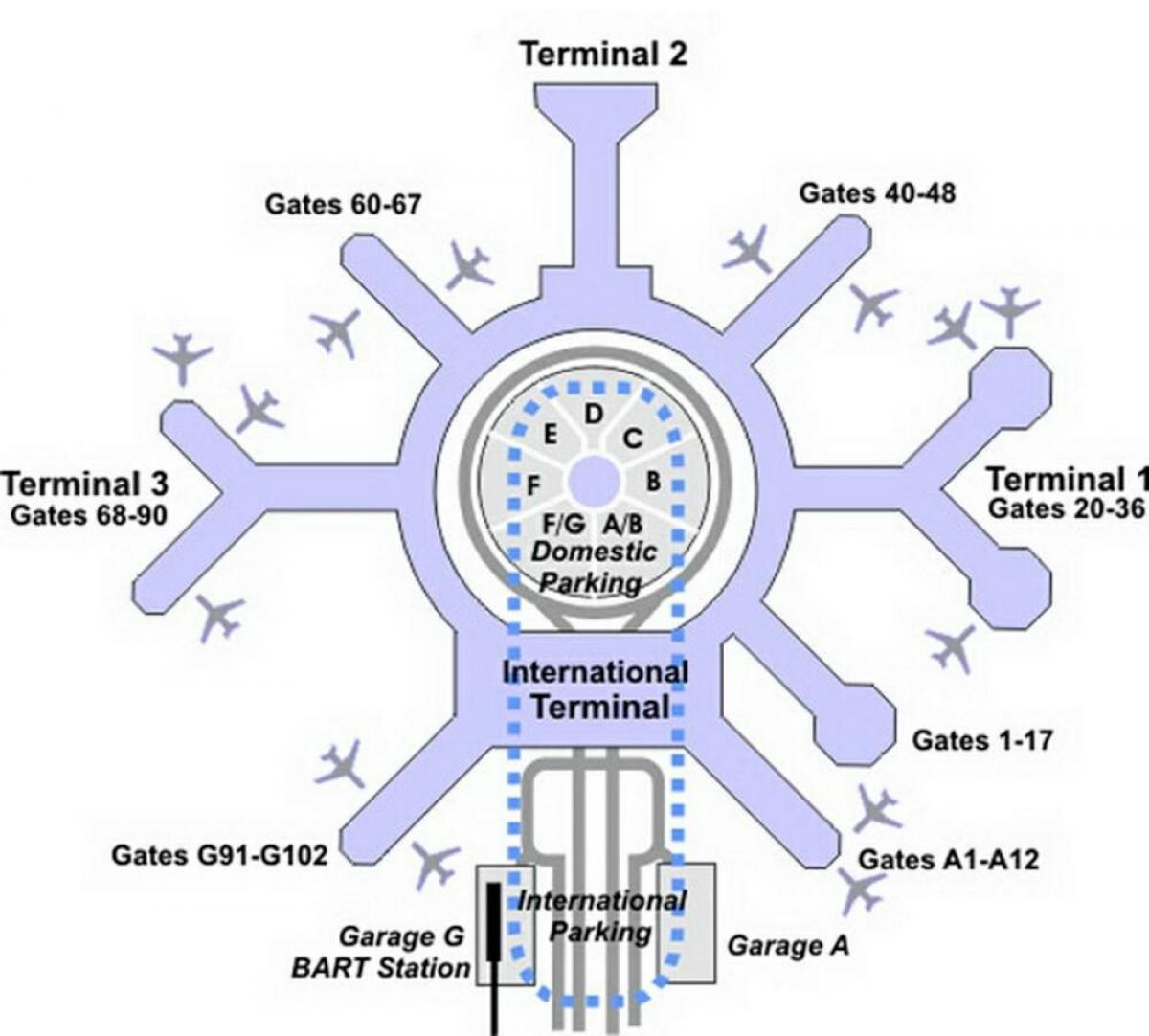 Mapa SFO terminal g