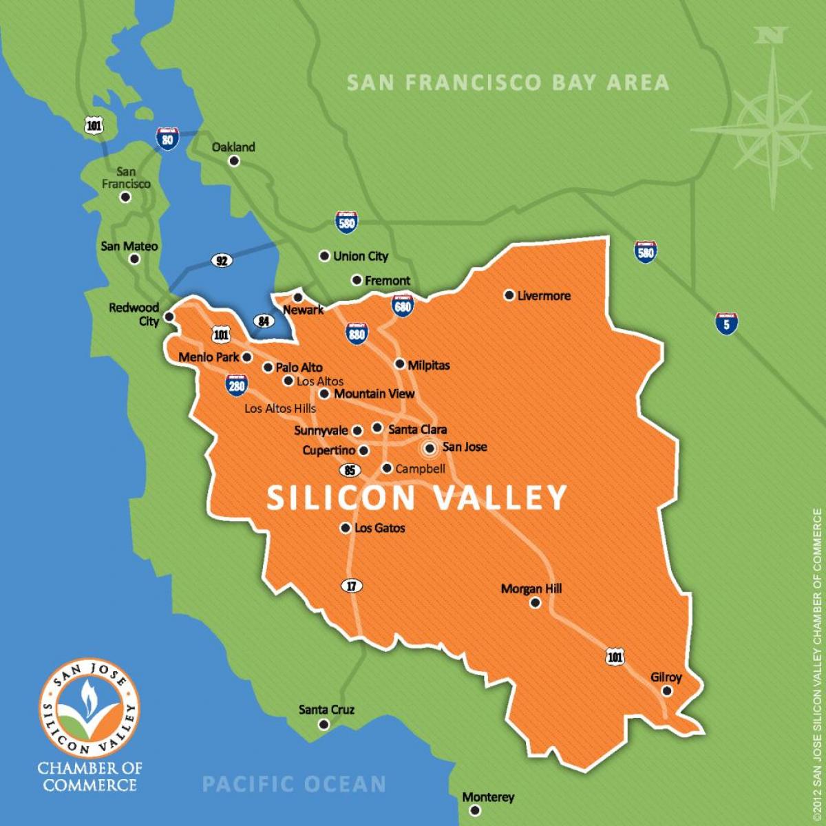 silicon valley-en munduko mapa