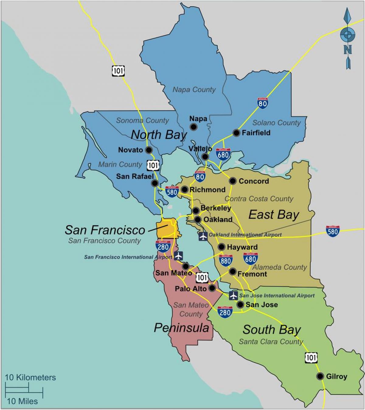mapa south San Francisco bay area