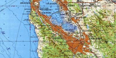 San Francisco bay area topografikoak mapa