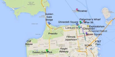 Turismo mapa San Francisco inguruan